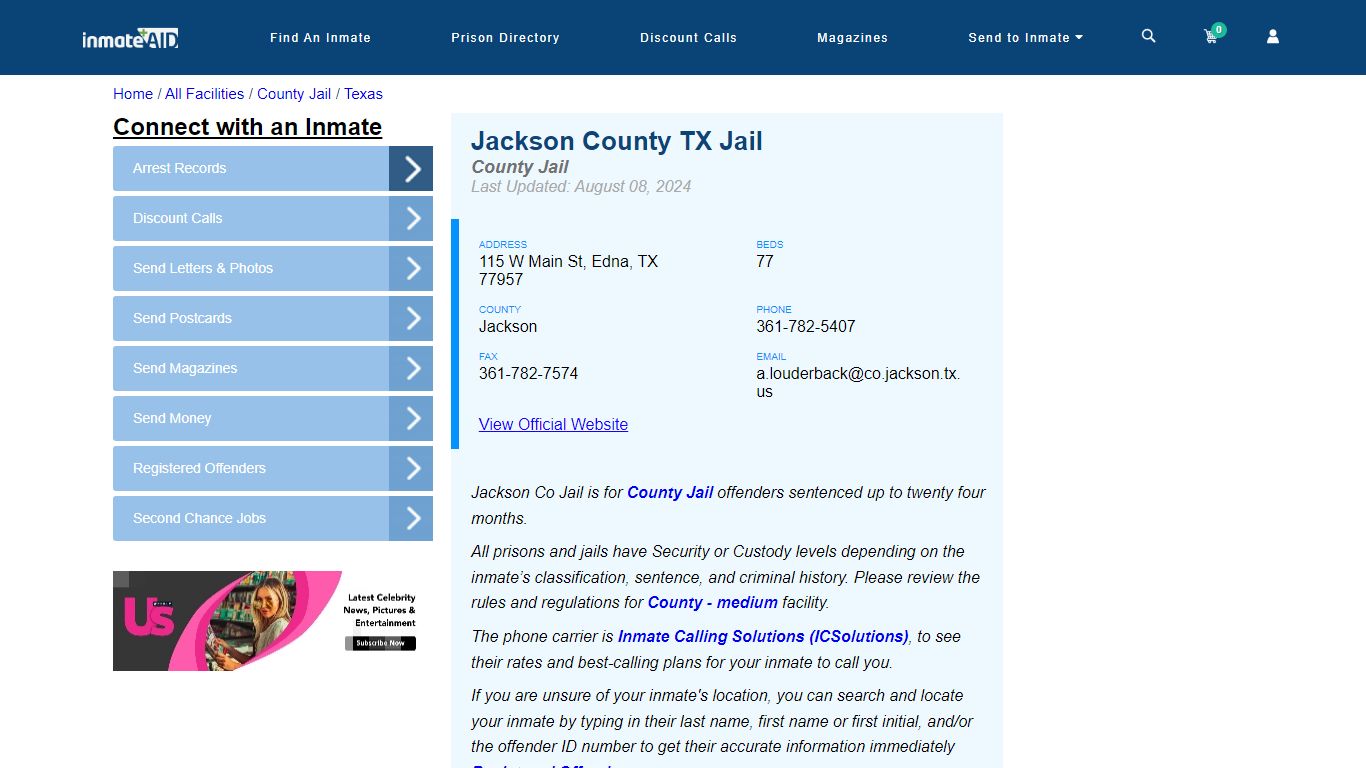 Jackson County TX Jail - Inmate Locator